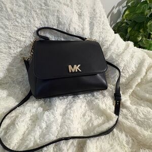 Michael Kors Black Crossbody Bag with Gold Accents